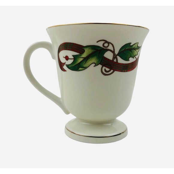 Set Of 3 Holly Holiday Made In Japan Porcelain Mugs With Gold Trim & Festive Lea - Picture 8 of 10